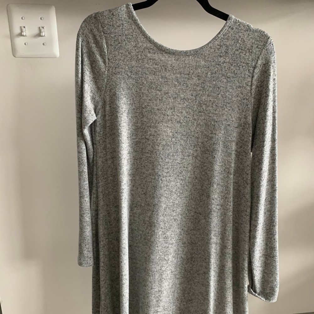 Francesca's Gray Sweater Dress with Cutout Back